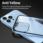 For iPhone 13 HD Magnetic Metal Frame Double-sided Tempered Glass Phone Case(Red)