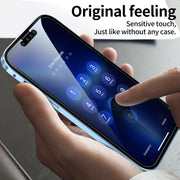For iPhone 13 HD Magnetic Metal Frame Double-sided Tempered Glass Phone Case(Red)