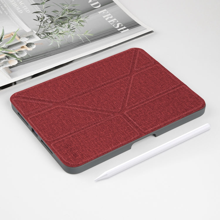 For iPad mini 6 / mini 2024 Mutural Multi-fold Smart Leather Tablet Case(Red)