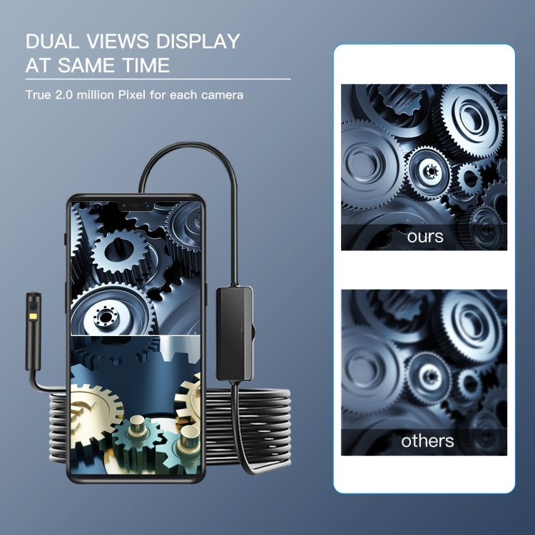AN100 3 in 1 IP68 Water-resistant USB-C / Type-C + Micro USB + USB Dual Cameras Industrial Digital Endoscope with 9 LEDs, Support Android System, Lens Diameter: 5.5mm, Length:10m Soft Cable