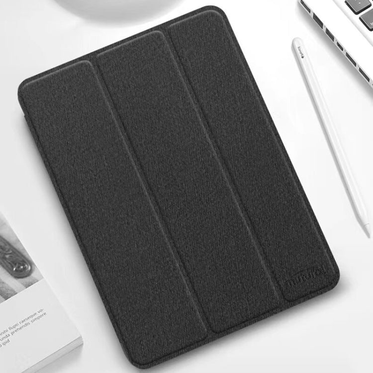 For iPad mini 6 / mini 2024 Mutural YASHI Series Cloth Pattern Texture Horizontal Flip Tablet Case(Black)