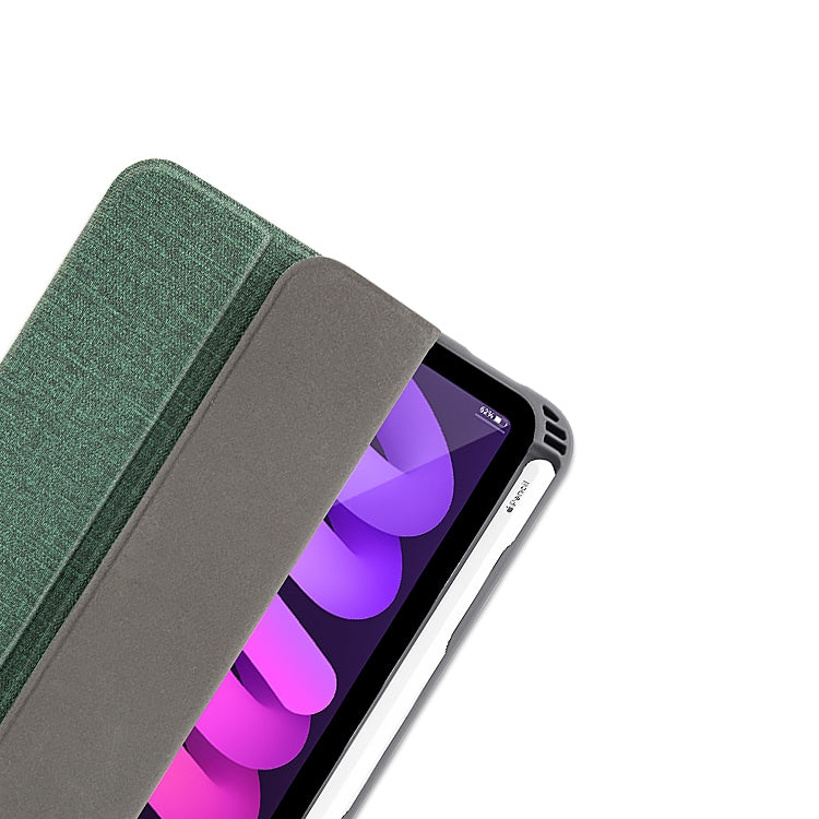 For iPad mini 6 / mini 2024 Mutural YASHI Series Cloth Pattern Texture Horizontal Flip Tablet Case(Green)