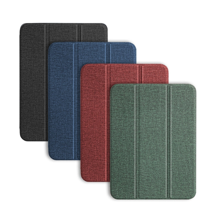 For iPad mini 6 / mini 2024 Mutural YASHI Series Cloth Pattern Texture Horizontal Flip Tablet Case(Black)