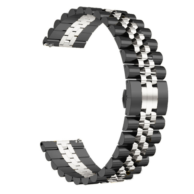22mm Five-bead Stainless Steel Watch Band (Black Silver)