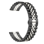 22mm Five-bead Stainless Steel Watch Band (Black Silver)