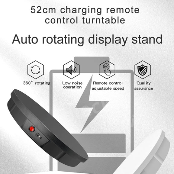 52cm Remote Control Electric Rotating Turntable Display Stand Video Shooting Props Turntable, Charging Power, Power Plug:US Plug(Black)