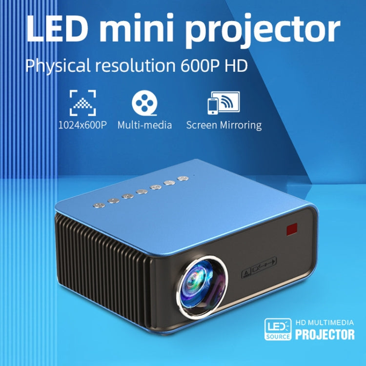 T4 Same Screen Version 1024x600 1200 Lumens Portable Home Theater LCD Projector, Plug Type:US Plug(Blue)