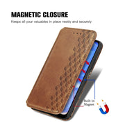 For Doogee N40 Pro Cubic Grid Pressed Horizontal Flip Magnetic Leather Case with Holder & Card Slots & Wallet(Brown)
