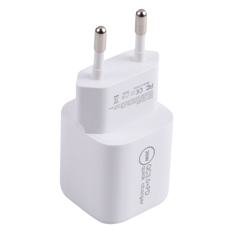 20WACB 20W QC3.0 + PD Quick Charger, Plug Specification:EU Plug(White)