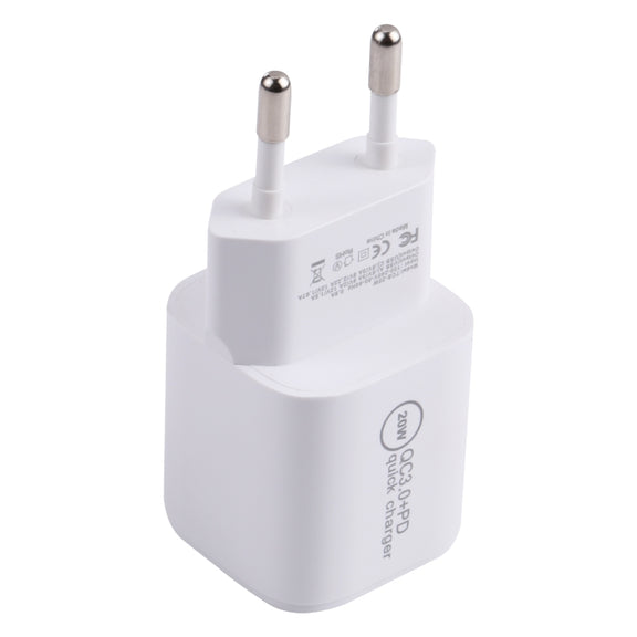 20WACB 20W QC3.0 + PD Quick Charger, Plug Specification:EU Plug(White)
