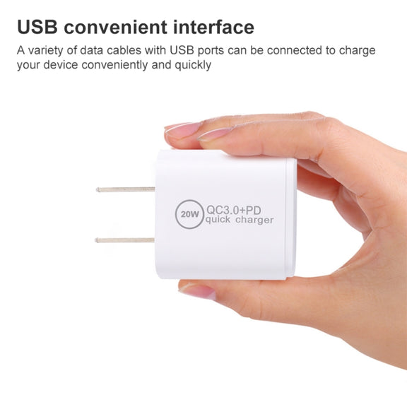20WACB 20W QC3.0 + PD Quick Charger, Plug Specification:EU Plug(White)
