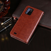 For Oukitel C25 idewei Crazy Horse Texture Leather Phone Case with Holder & Card Slots & Wallet(Brown)