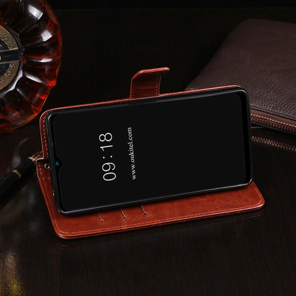 For Oukitel C25 idewei Crazy Horse Texture Leather Phone Case with Holder & Card Slots & Wallet(Black)