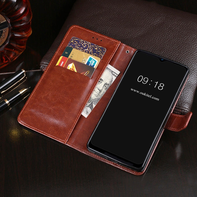 For Oukitel C25 idewei Crazy Horse Texture Leather Phone Case with Holder & Card Slots & Wallet(Sky Blue)