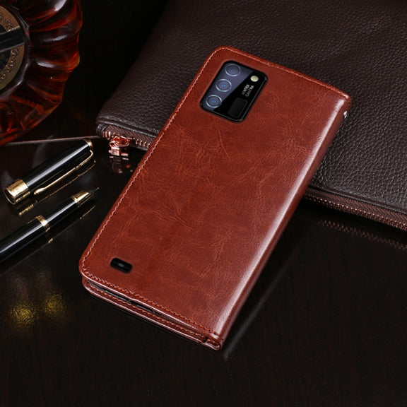 For Oukitel C25 idewei Crazy Horse Texture Leather Phone Case with Holder & Card Slots & Wallet(Red)