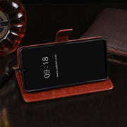 For Oukitel C25 idewei Crazy Horse Texture Leather Phone Case with Holder & Card Slots & Wallet(Red)