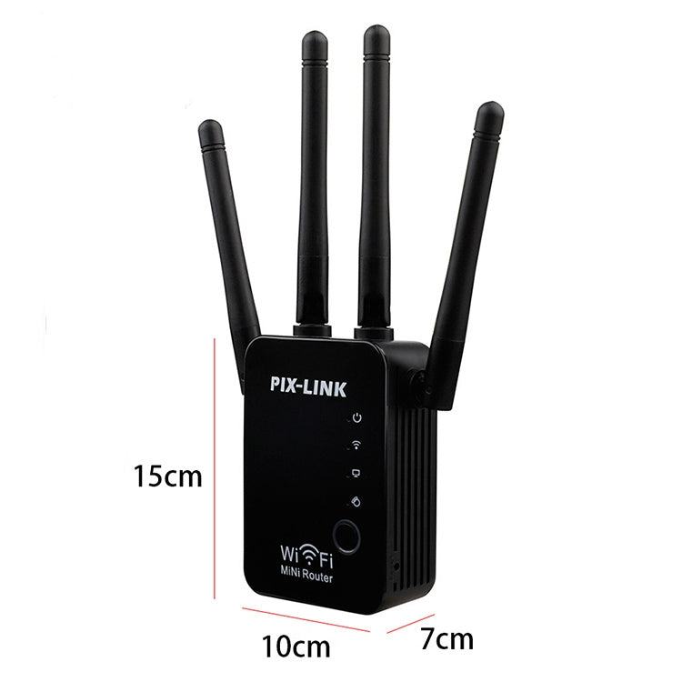 Wireless Smart WiFi Router Repeater with 4 WiFi Antennas, Plug Specification:EU Plug(Black)