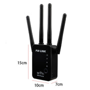 Wireless Smart WiFi Router Repeater with 4 WiFi Antennas, Plug Specification:EU Plug(Black)