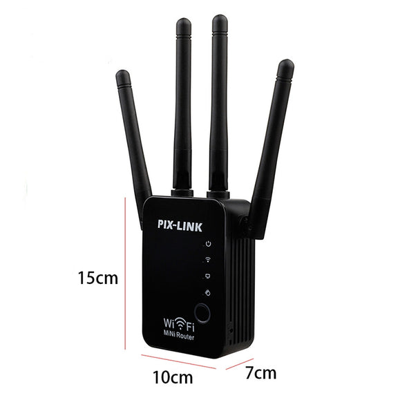Wireless Smart WiFi Router Repeater with 4 WiFi Antennas, Plug Specification:EU Plug(Black)
