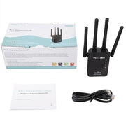Wireless Smart WiFi Router Repeater with 4 WiFi Antennas, Plug Specification:EU Plug(Black)