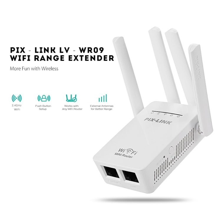 Wireless Smart WiFi Router Repeater with 4 WiFi Antennas, Plug Specification:UK Plug(White)
