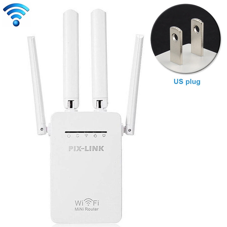 Wireless Smart WiFi Router Repeater with 4 WiFi Antennas, Plug Specification:US Plug(White)