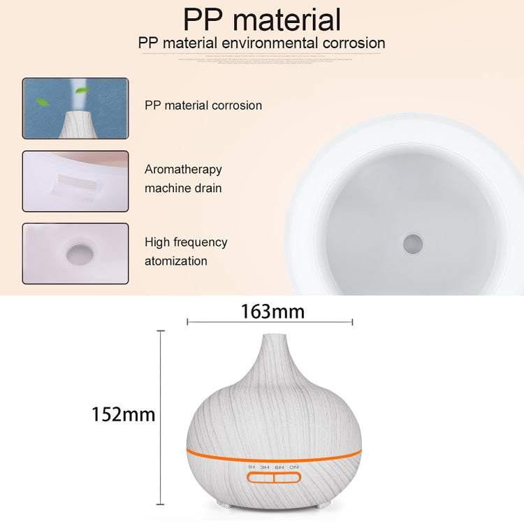 USB 400ml Wood Texture Fragrance Machine Pointed Mouth Humidifier Automatic Alcohol Sprayer with Colorful LED Light(White)