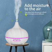 USB 400ml Wood Texture Fragrance Machine Pointed Mouth Humidifier Automatic Alcohol Sprayer with Colorful LED Light(Coffee)