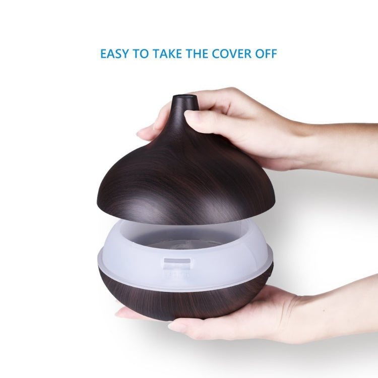 USB 400ml Wood Texture Fragrance Machine Pointed Mouth Humidifier Automatic Alcohol Sprayer with Colorful LED Light(Coffee)