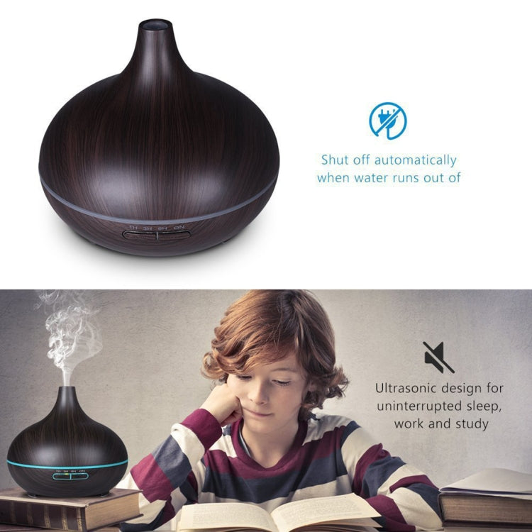 USB 400ml Wood Texture Fragrance Machine Pointed Mouth Humidifier Automatic Alcohol Sprayer with Colorful LED Light(Coffee)