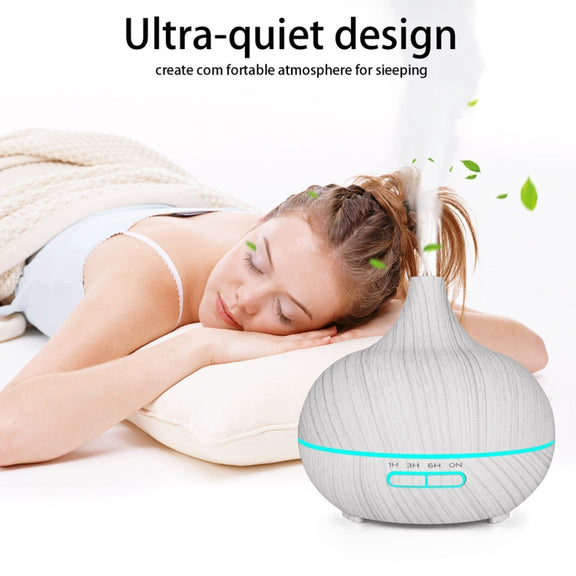 USB 400ml Wood Texture Fragrance Machine Pointed Mouth Humidifier Automatic Alcohol Sprayer with Colorful LED Light(Khaki)