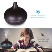 USB 400ml Wood Texture Fragrance Machine Pointed Mouth Humidifier Automatic Alcohol Sprayer with Colorful LED Light & Remote Control(Khaki)