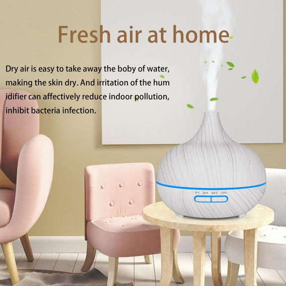 USB 400ml Wood Texture Fragrance Machine Pointed Mouth Humidifier Automatic Alcohol Sprayer with Colorful LED Light & Remote Control(Khaki)
