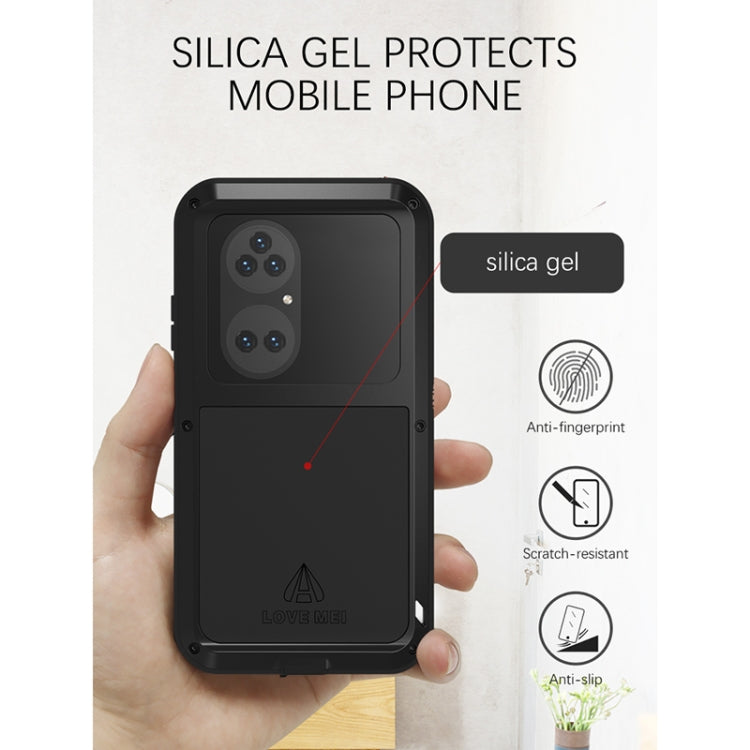 For Huawei P50 Pro LOVE MEI Metal Shockproof Water-resistant Dustproof Protective Phone Case without Glass(Red)