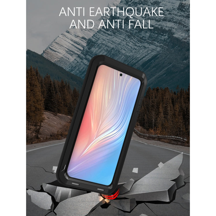 For Huawei P50 Pro LOVE MEI Metal Shockproof Water-resistant Dustproof Protective Phone Case without Glass(Red)