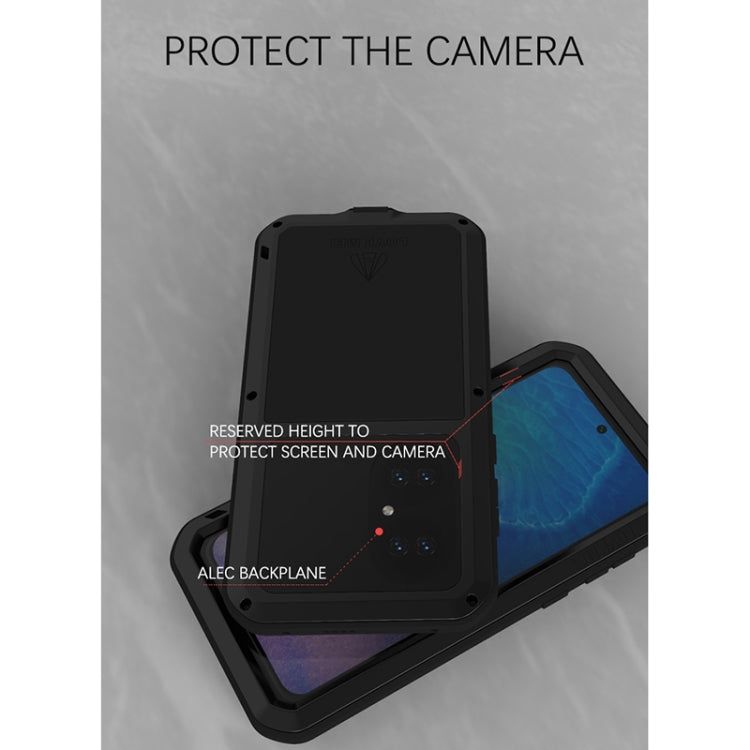 For Huawei P50 LOVE MEI Metal Shockproof Water-resistant Dustproof Protective Phone Case with Glass(Black)