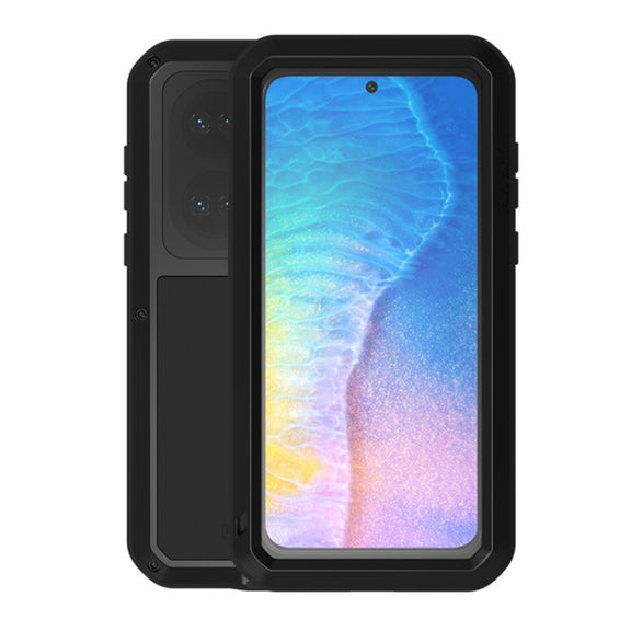For Huawei P50 LOVE MEI Metal Shockproof Water-resistant Dustproof Protective Phone Case with Glass(Black)