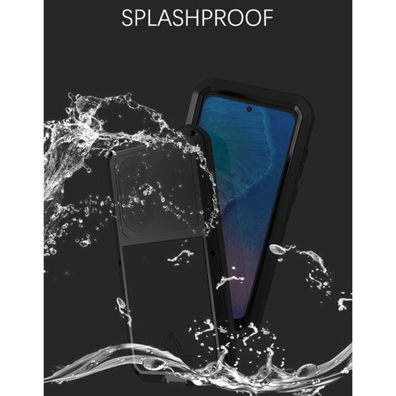 For Huawei P50 LOVE MEI Metal Shockproof Water-resistant Dustproof Protective Phone Case with Glass(Black)