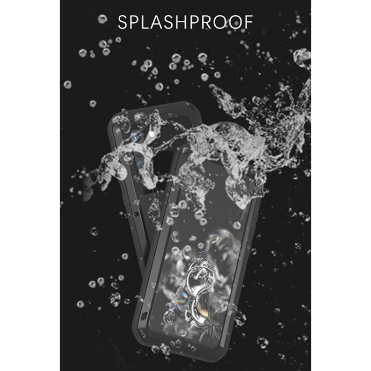 For Samsung Galaxy S21 FE LOVE MEI Metal Shockproof Water-resistant Dustproof Protective Phone Case with Glass(Silver)