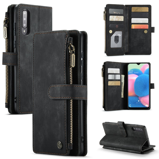 For Samsung Galaxy A30s / A50s / A50 CaseMe-C30 Multifunctional Horizontal Flip PU + TPU Phone Case(Black)