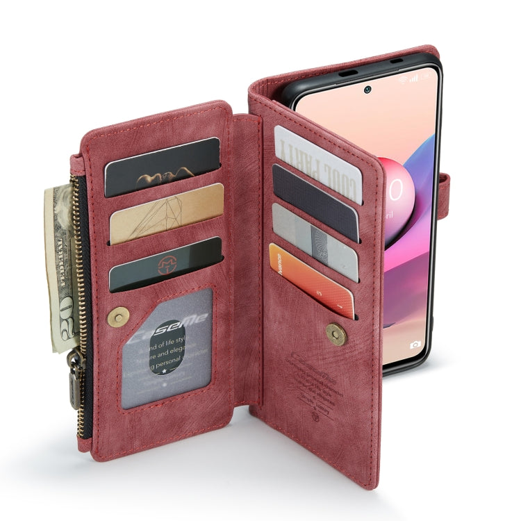 For Xiaomi Redmi Note 10 4G / Redmi Note 10S CaseMe-C30 Multifunctional Horizontal Flip PU + TPU Phone Case(Red)