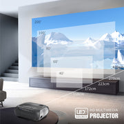 T7 1920x1080P 200 ANSI Portable Home Theater LED HD Digital Projector, Basic Version,US Plug(Black)