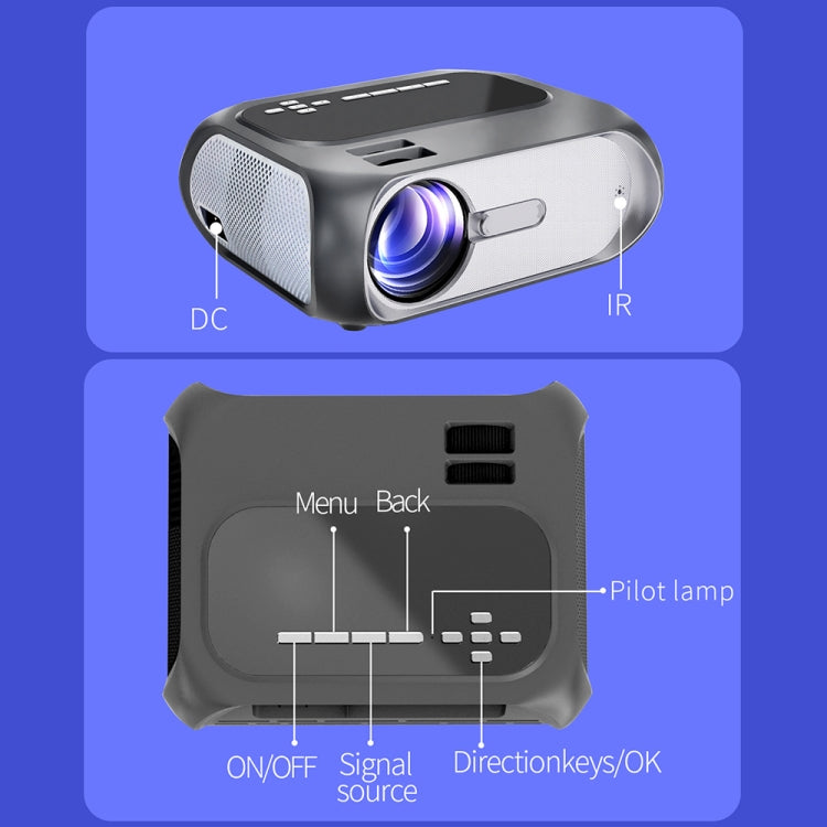 T7 1920x1080P 200 ANSI Portable Home Theater LED HD Digital Projector, Basic Version, UK Plug(Black)