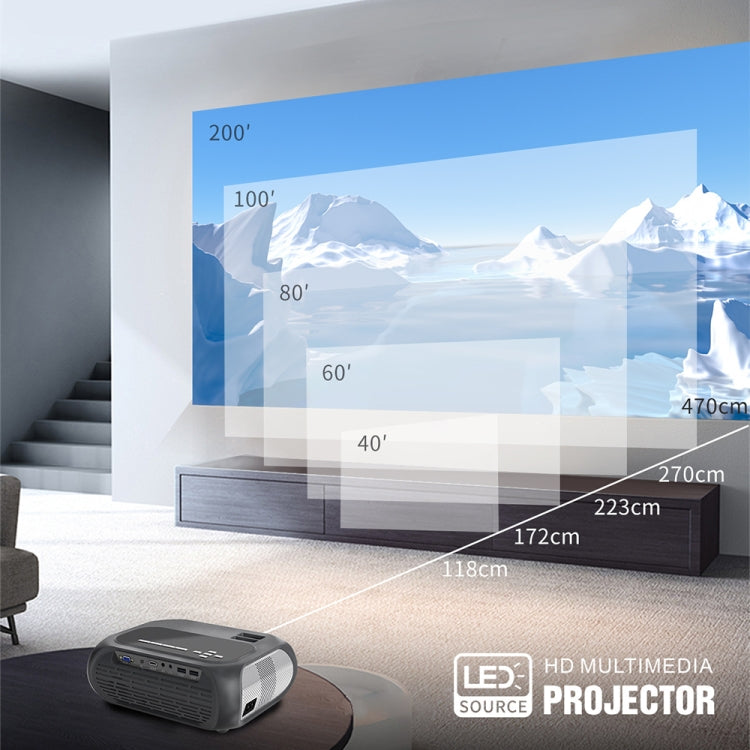 T7 1920x1080P 200 ANSI Portable Home Theater LED HD Digital Projector, Basic Version, UK Plug(Black)