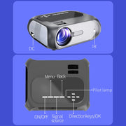 T7 1920x1080P 200 ANSI Portable Home Theater LED HD Digital Projector, Same Screen Version, EU Plug(Black)