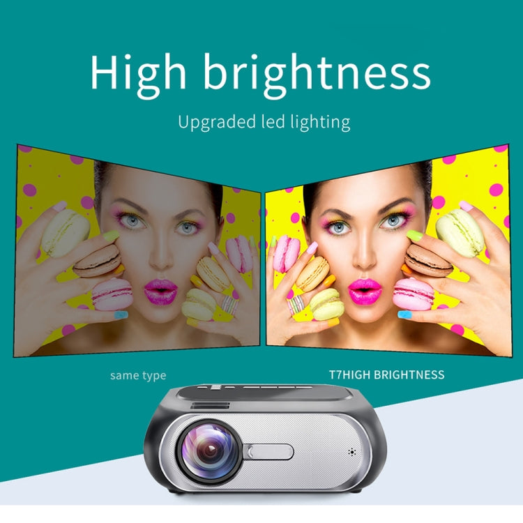 T7 1920x1080P 200 ANSI Portable Home Theater LED HD Digital Projector, Same Screen Version, EU Plug(Black)