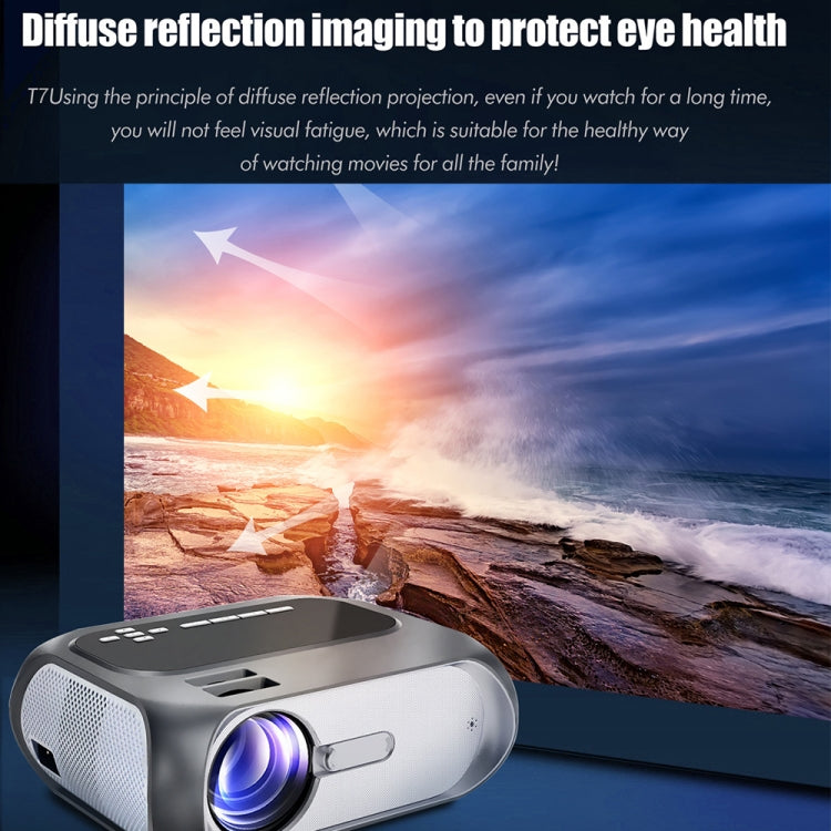 T7 1920x1080P 200 ANSI Portable Home Theater LED HD Digital Projector, Same Screen Version, EU Plug(Black)