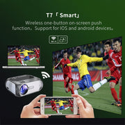T7 1920x1080P 200 ANSI Portable Home Theater LED HD Digital Projector, Same Screen Version, UK Plug(Black)