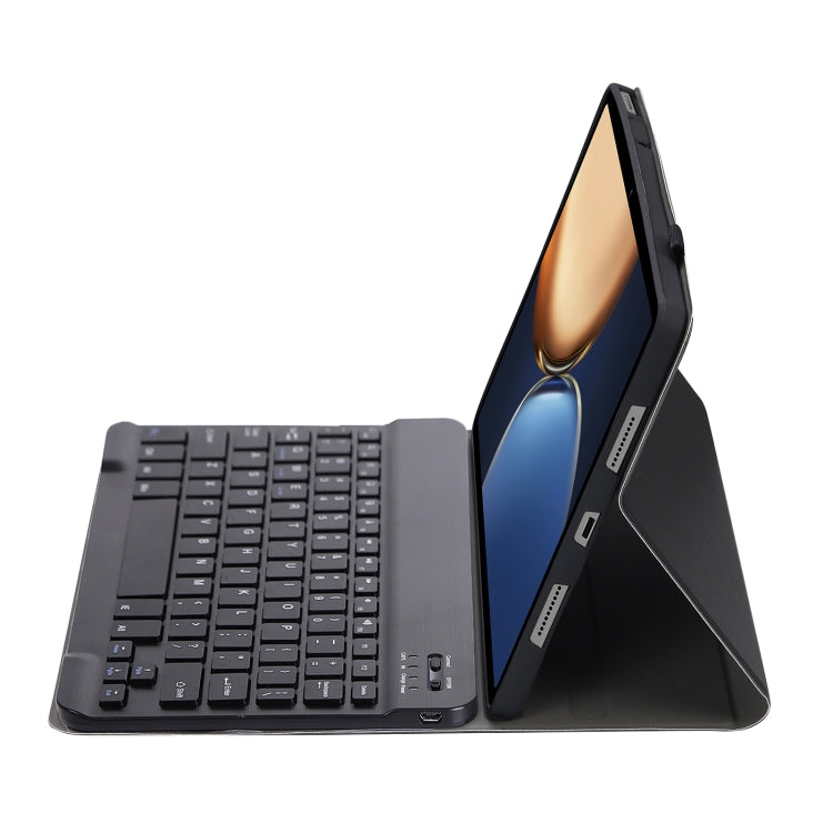 AHV7 Lambskin Texture Ultra-thin Bluetooth Keyboard Leather Tablet Case For Honor Tablet V7 Pro(Black)