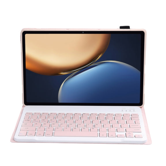 AHV7 Lambskin Texture Ultra-thin Bluetooth Keyboard Leather Tablet Case For Honor Tablet V7 Pro(Pink)